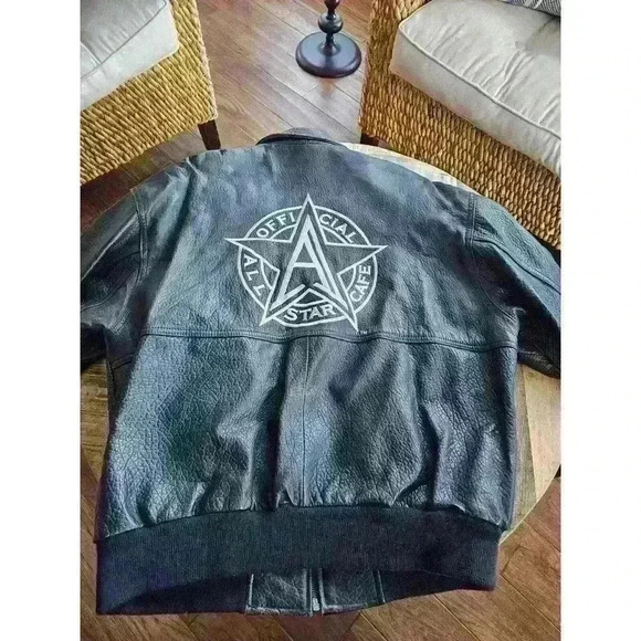 Vintage All Star Cafe " Atlantic City" Genuine Leather Bomber Jacket Men's Large - Picture 9 of 16
